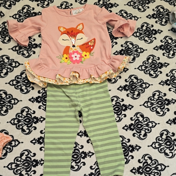 Rare Editions Other - Rare Editions Light Pink Girls Tee with Embroidered Fox